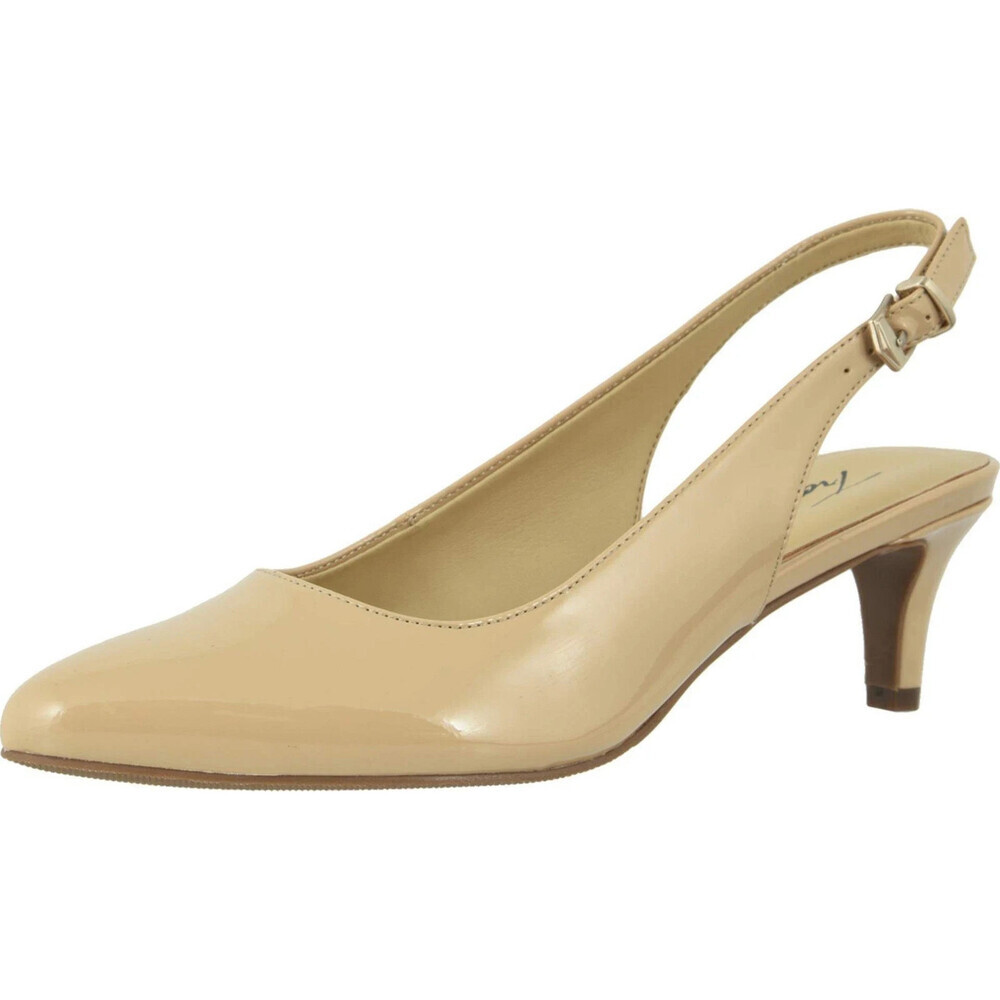 Trotters Keely Pump Womens 7.5 Nude Patent Leather Kitten Heel Slingback RHS5629